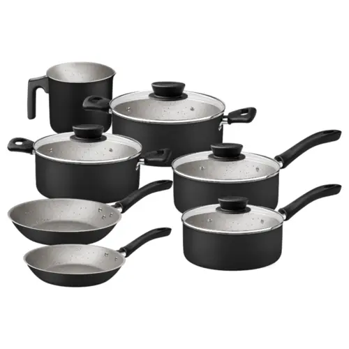 Jogo de Panelas Linz com 07 Peças em Alumínio com Revestimento Antiaderente Starflon Max 28299006 Preto - Tramontina