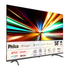 Smart TV 58" Google 4K UHD LED Inteligência Artificial, 3 HDMI, 2 USB P58KGA Bivolt Preto - Philco