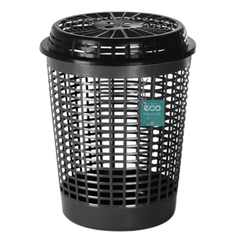 Cesto de Roupas Plástico Recycle Telado 55L Preto - Plasvale