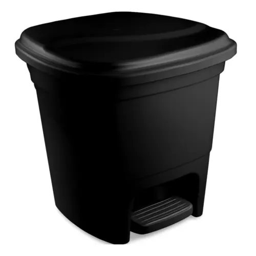 Lixeira Plástica com Pedal 15L Preta - Plasvale