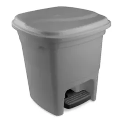 Lixeira Plástica com Pedal 15L Cinza - Plasvale