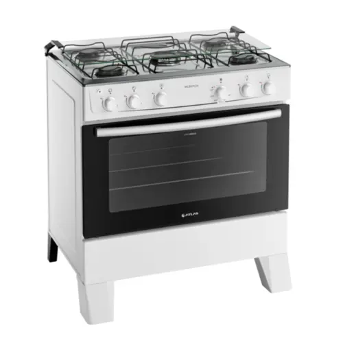 Fogão Milão Plus com 05 Bocas Tampo Inox Acendimento Automático 300001772 Bivolt Branco - Atlas