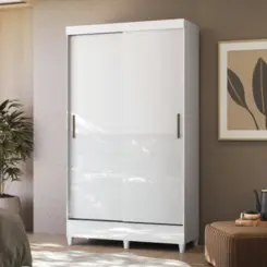 Roupeiro Fit com Pés 2 Portas Deslizantes 2 Gavetas Branco - Santos Andirá