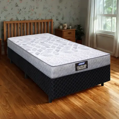 Cama Box Conjulgada Supreme Solteiro D28 41X88X188 Natural Cinza - Gazin
