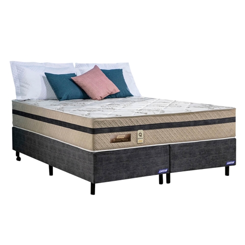 Cama Box King Bossa Nova 193X203X30cm Bege / Grafite - Gazin - Cama Box King  Bossa Nova 193X203X30cm Bege / Grafite - Gazin - Gazin