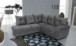 Estofado de Canto Chicago com 3x2 Lugares Suede Liso Cinza - Gazin