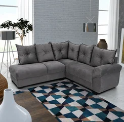 Estofado de Canto Chicago com 3x2 Lugares Suede Liso Cinza - Gazin