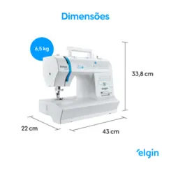 Máquina de Costura Genius Plus com LED JX-4035 127v Branco/Azul - Elgin