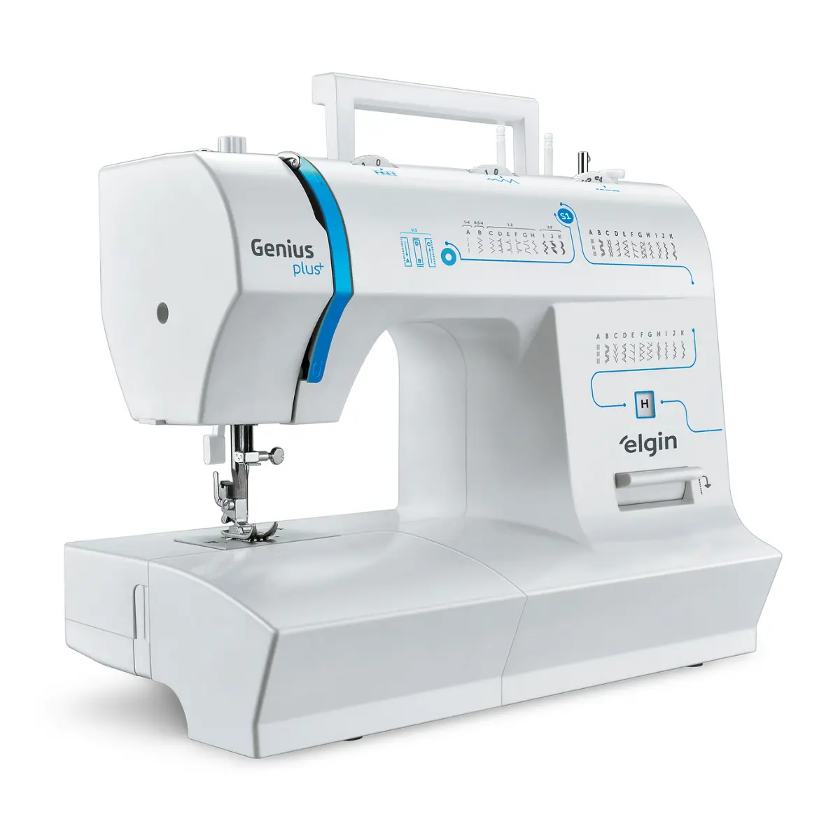 Máquina de Costura Genius Plus com LED JX-4035 127v Branco/Azul