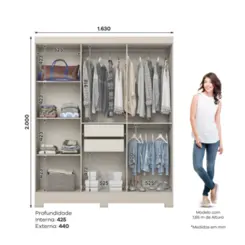 Roupeiro Briz 6 Portas 2 Gavetas B73-178 Cristal/Off White - Henn