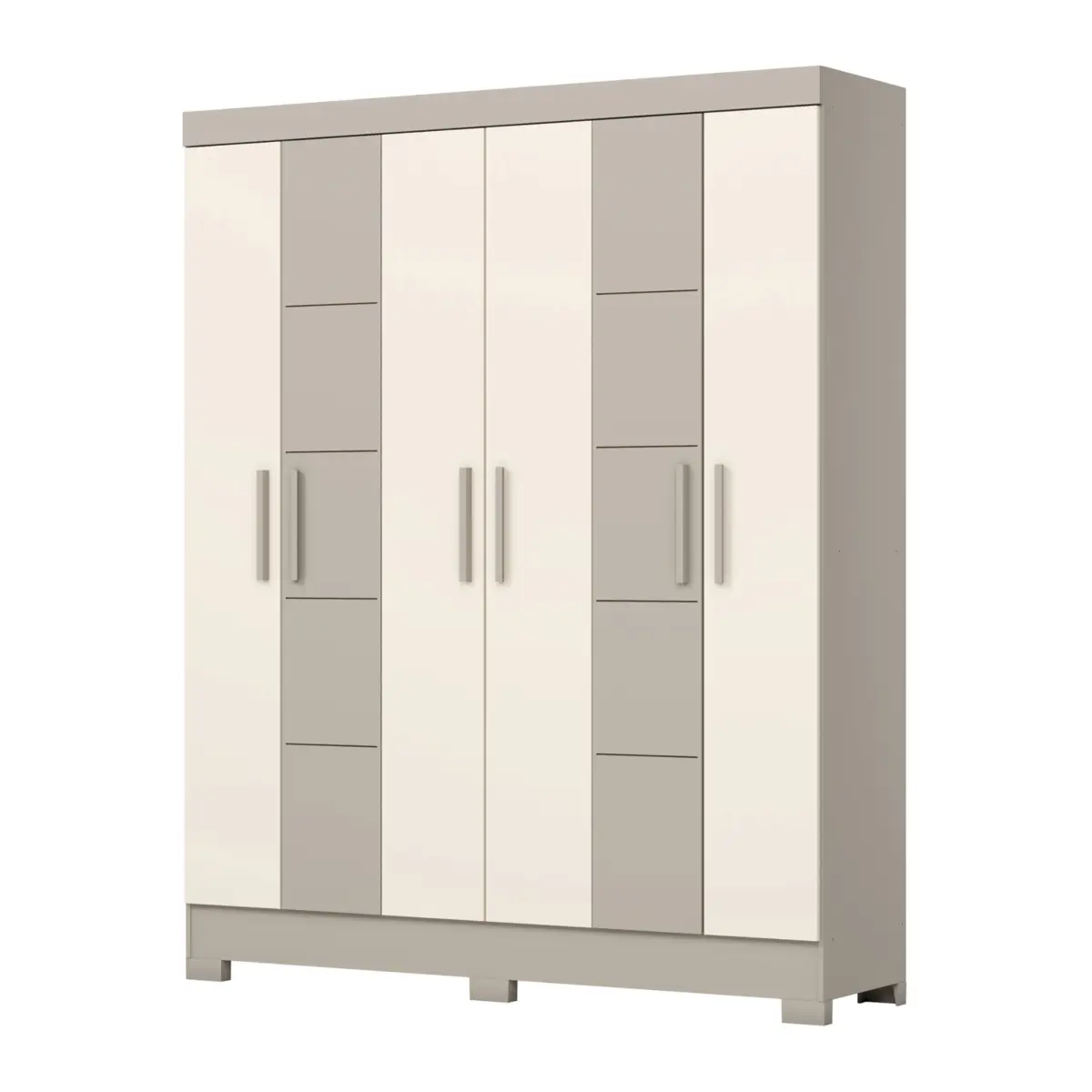 Roupeiro Briz 6 Portas 2 Gavetas B73-178 Cristal/Off White - Henn