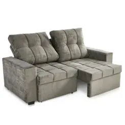 Estofado Viena com 03 Lugares Reclinável Suede Chumbo - Gazin