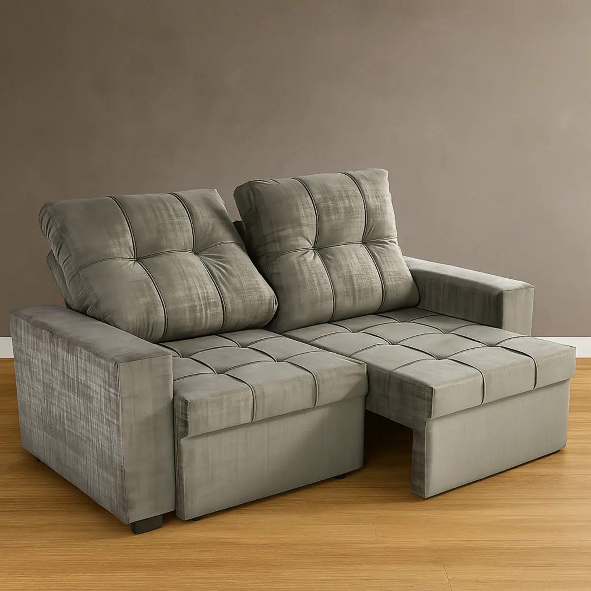 Estofado Viena com 03 Lugares Reclinável Suede Chumbo - Gazin