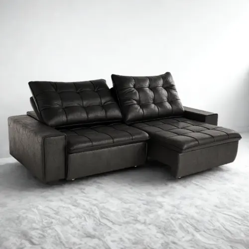 Estofado Retrátil Oregon Suede Molas Bonnel Preto – Gazin