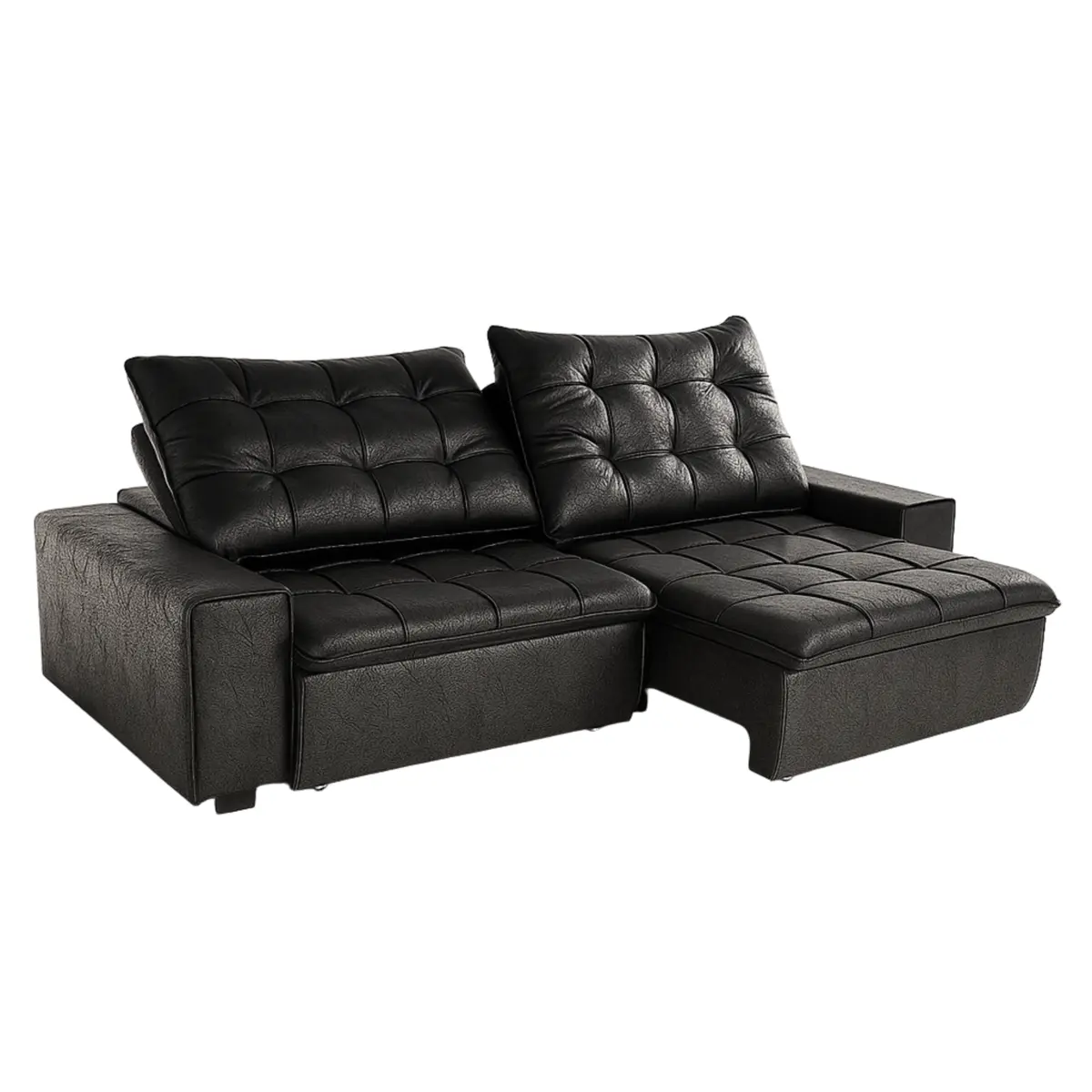 Estofado Retrátil Oregon Suede Molas Bonnel Preto – Gazin