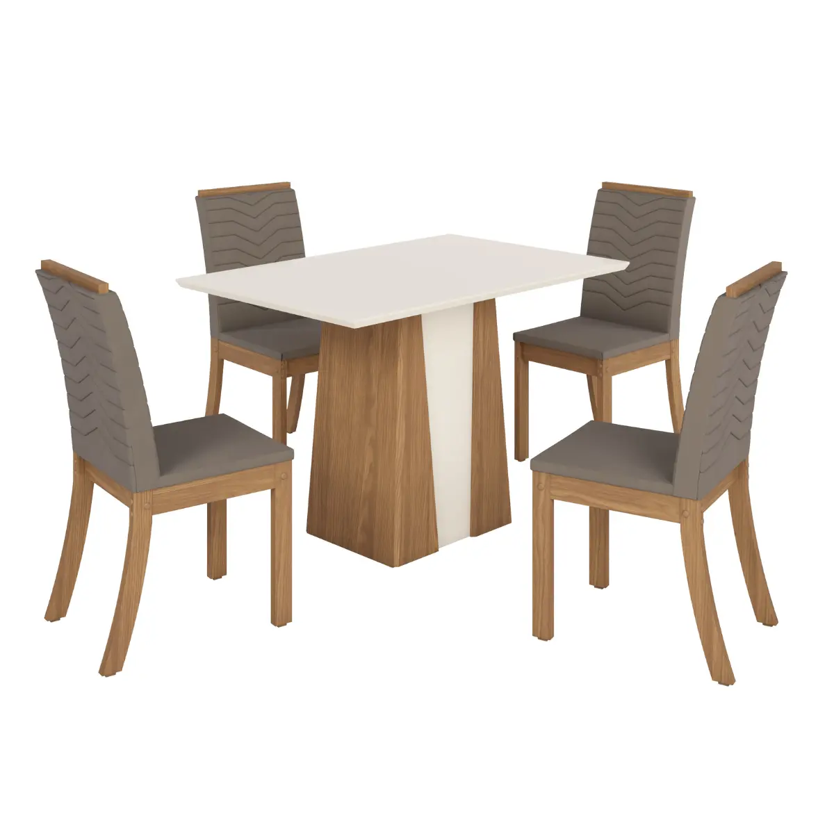 Conjunto de Mesa Orus com 04 Cadeiras Isa SE174-508 Nature/Off White/Bege - HENN