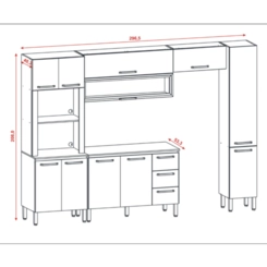 Cozinha Ametista Compacta com 11 Portas 03 Gavetas SEQ16 Nogueira/Off White - Kit's Paraná