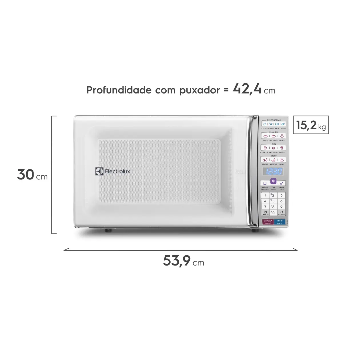 Micro-ondas com Função Tira Odor e Manter Aquecido 34L MEO44 127v Branco - Electrolux