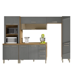 Cozinha Ametista Compacta com 11 Portas 06 Gavetas SEQ16 Frijó/Gris - Kit's Paraná