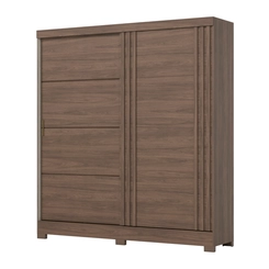 Roupeiro Briz Casal com 2 Portas Deslizantes 3 Gavetas BE304-130 Castanho - Henn