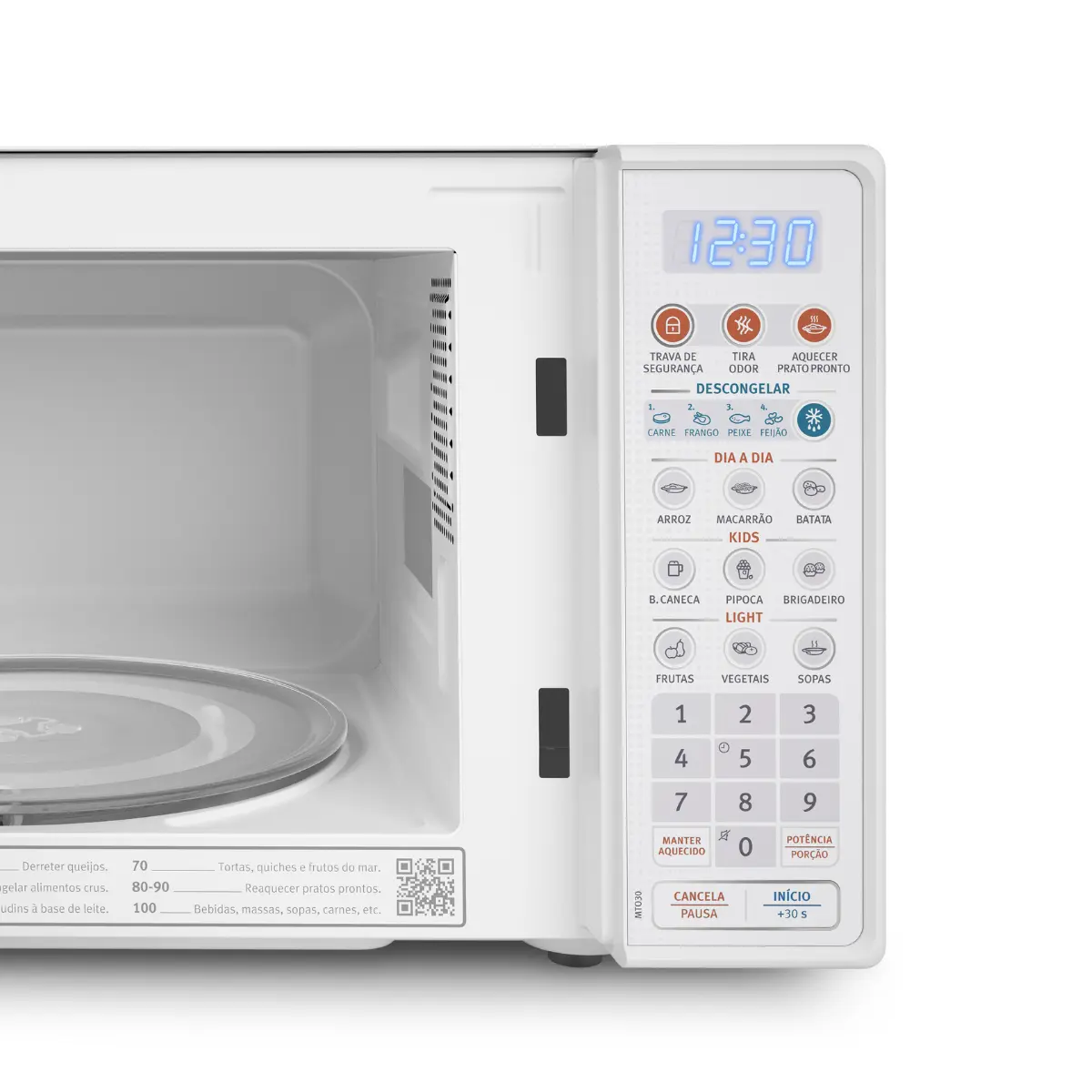 Micro-ondas com Função Tira Odor e Descongelar 20L MTO30 Branco - Electrolux