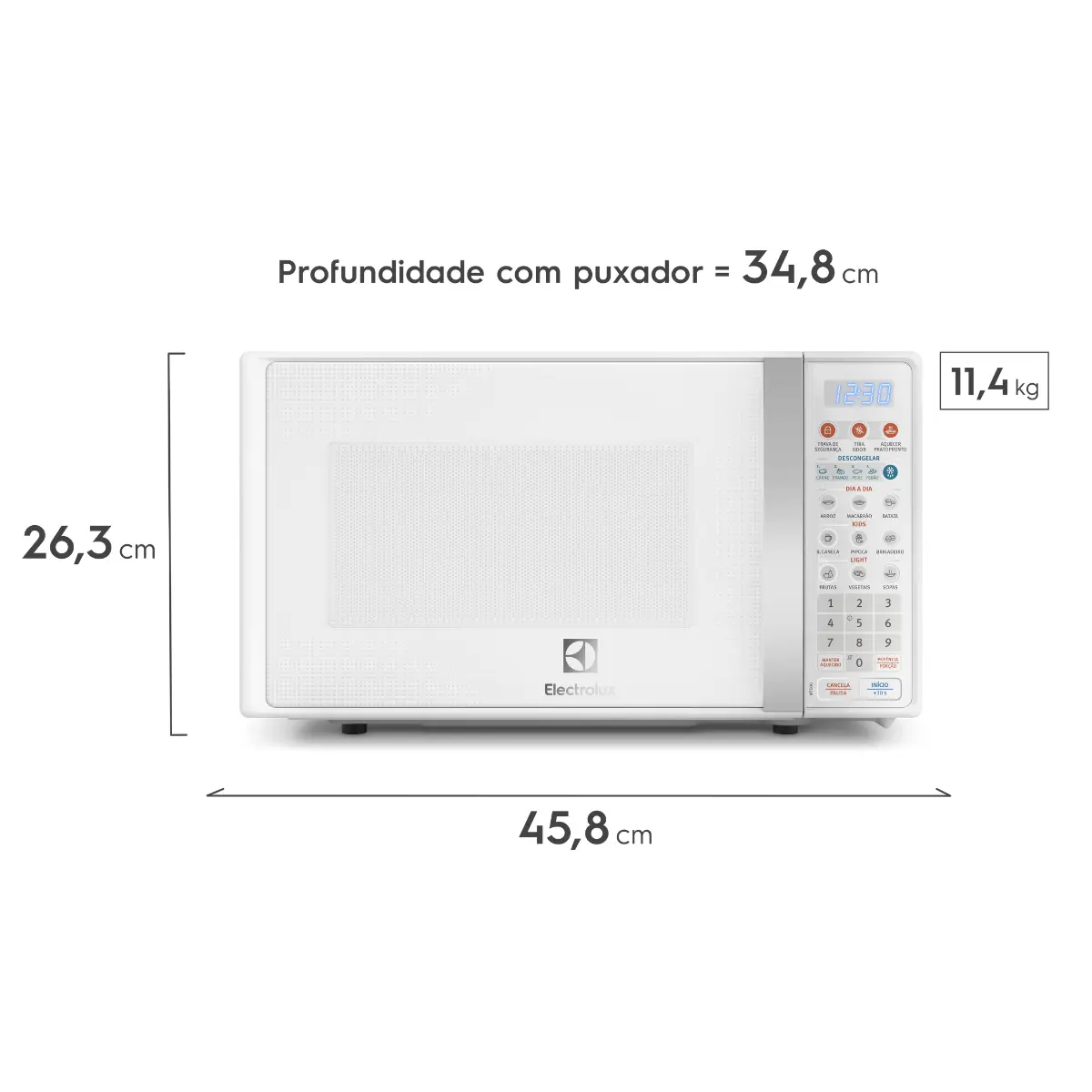 Micro-ondas com Função Tira Odor e Descongelar 20L MTO30 Branco - Electrolux