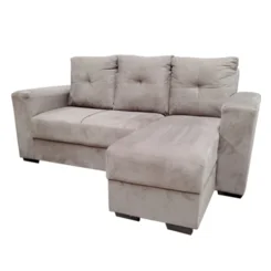 Estofado Shanghai com Chaise 03 Lugares 750030 Bege Escuro - Uatumã