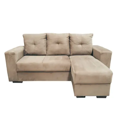 Estofado Shanghai de 03 Lugares com Chaise Suede U0156 Bege Claro - Uatumã