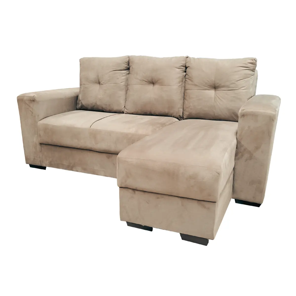 Estofado Shanghai de 03 Lugares com Chaise Suede U0156 Bege Claro - Uatumã