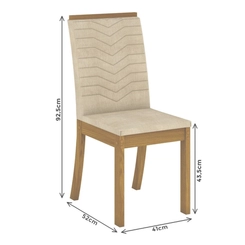 Conjunto de Mesa Luiza com 04 Cadeiras Isa SE636-507 Nature/Off White/Linho - Henn