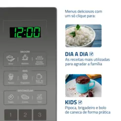 Micro-ondas Espelhado com Display Digital 34L MO-02-34-E 127v Cinza - Mondial