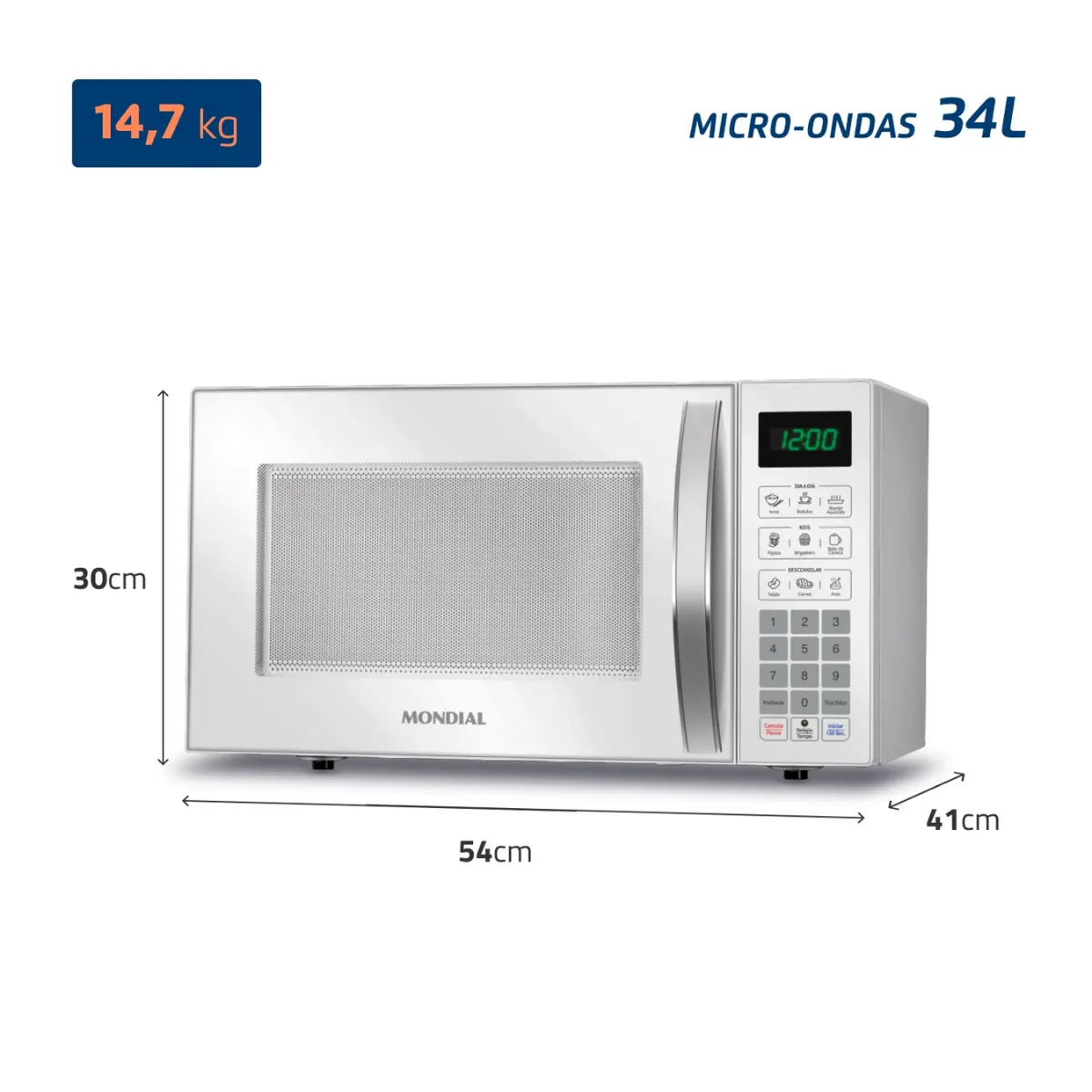 Forno Microondas 34L MO-02-34-W 127v Branco - Mondial
