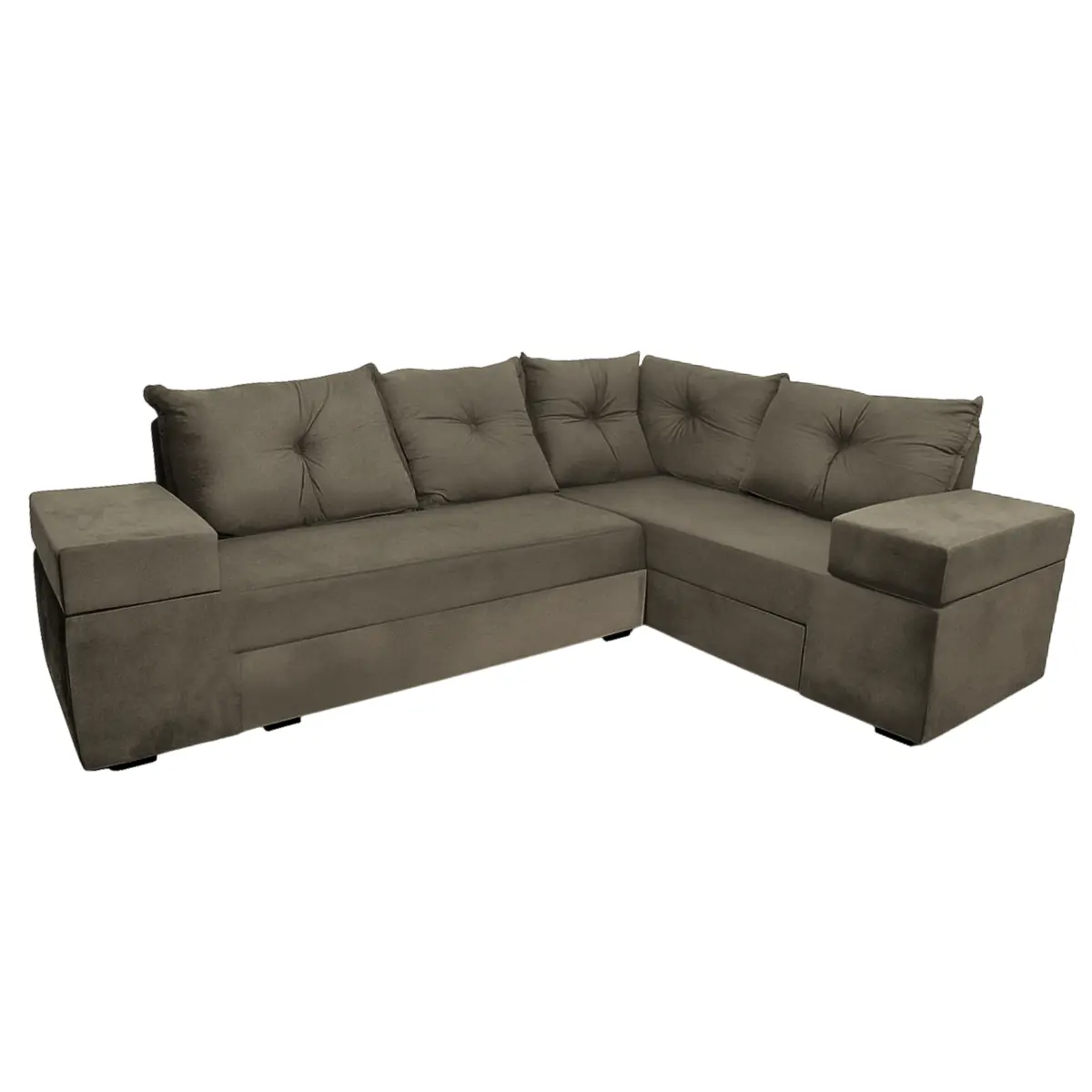 Estofado de Canto Garibaldi com 3X3 Lugares Suede Veludo Onix - Gazin