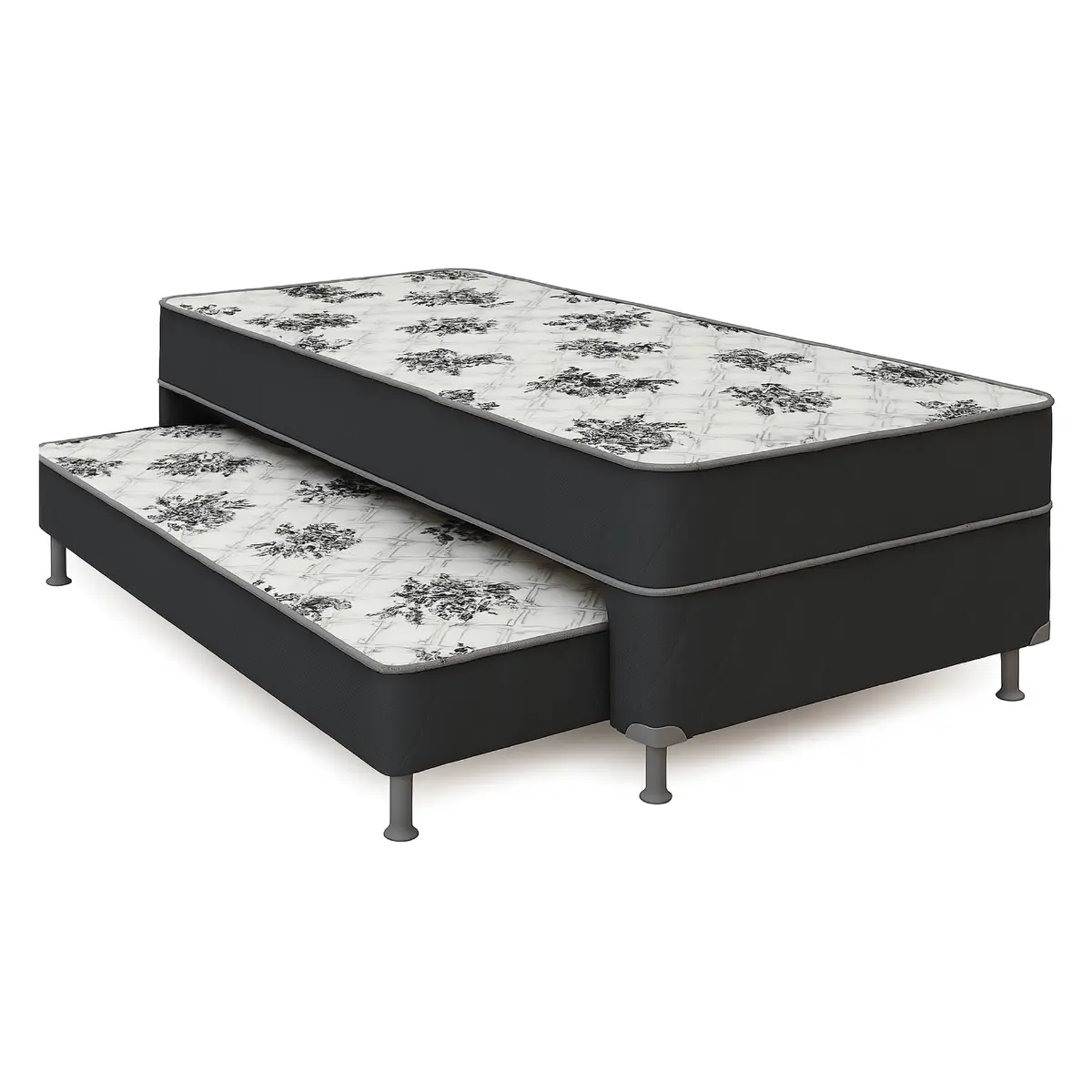Cama Iara Premium Conjugada Solteiro com Cama Auxiliar 44X188X88 Florido/Grafite - Marjom