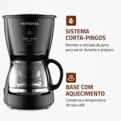 Cafeteira Elétrica Dolce Arome Filtro Permanente 18XIC C-30-18X-FB 127v Preto - Mondial