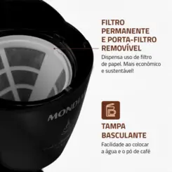 Cafeteira Elétrica Dolce Arome Filtro Permanente 18XIC C-30-18X-FB 127v Preto - Mondial