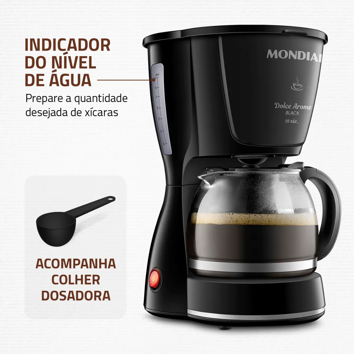 Cafeteira Elétrica Dolce Arome Filtro Permanente 18XIC C-30-18X-FB 127v Preto - Mondial