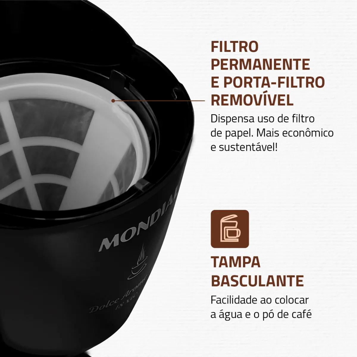 Cafeteira Elétrica Dolce Arome Filtro Permanente 18XIC C-30-18X-FB 127v Preto - Mondial