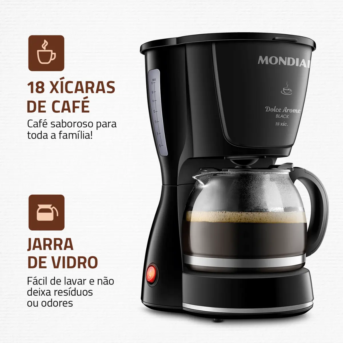 Cafeteira Elétrica Dolce Arome Filtro Permanente 18XIC C-30-18X-FB 127v Preto - Mondial