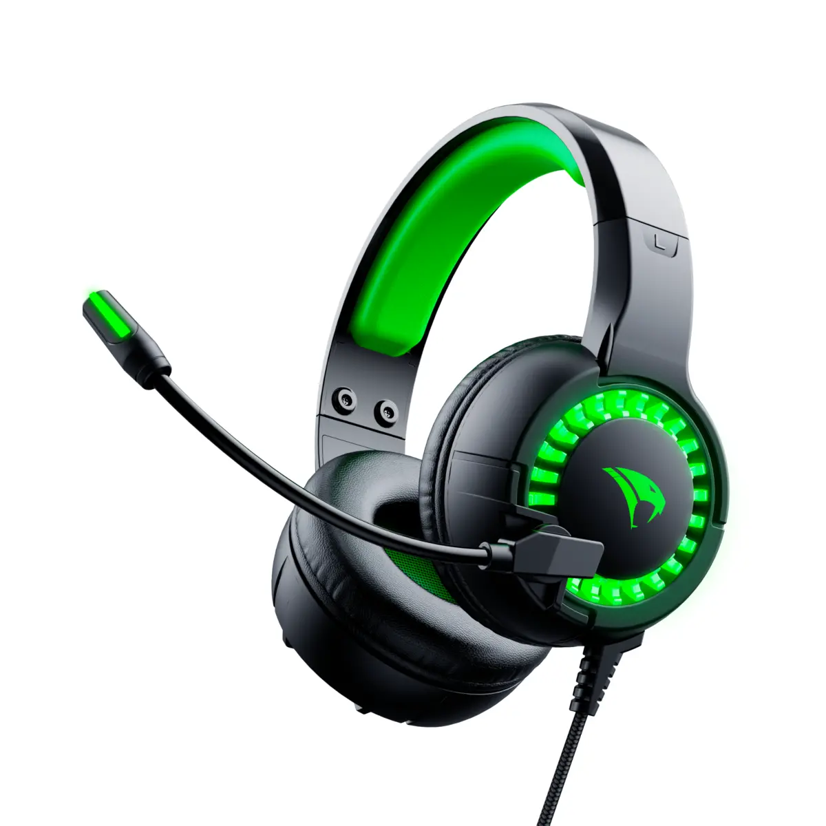 Headset Gamer Viper Pro Python com Microfone Omnidirecional LED Verde USB V1415 Preto - Vivensis