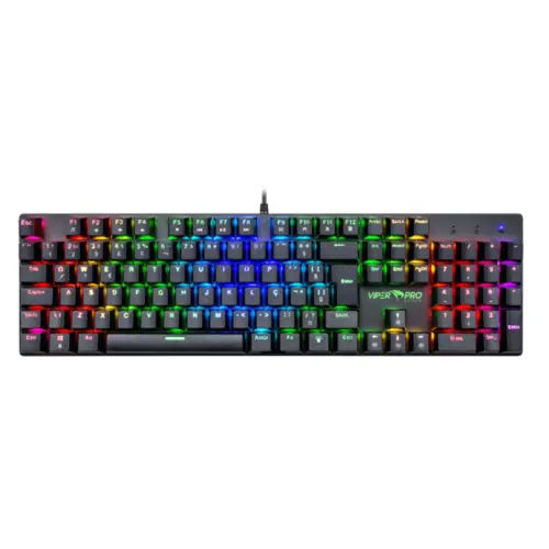 Teclado Gamer Viper Pro Mamba Mecânico Retroiluminado RGB Switch Blue ABNT2 V1409 Preto - Vivensis
