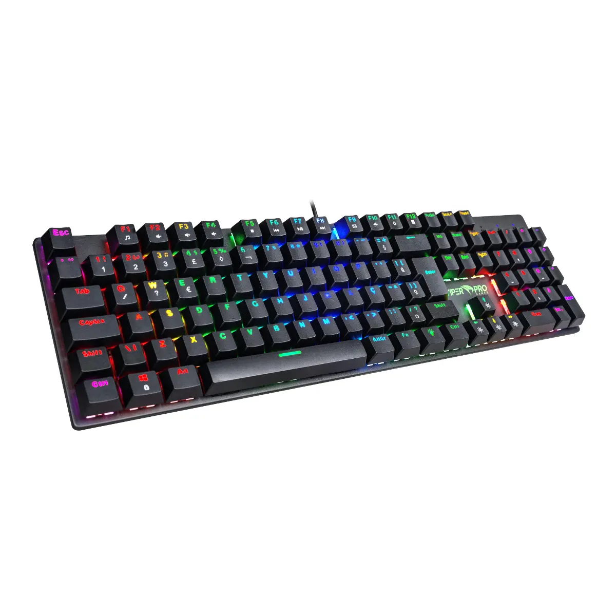 Teclado Gamer Viper Pro Mamba Mecânico Retroiluminado RGB Switch Blue ABNT2 V1409 Preto - Vivensis