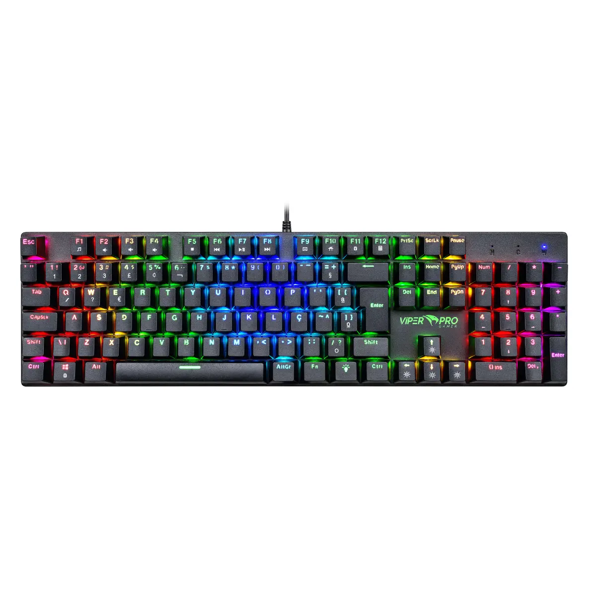 Teclado Gamer Viper Pro Mamba Mecânico Retroiluminado RGB Switch Blue ABNT2 V1409 Preto - Vivensis