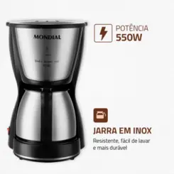 Cafeteira Elétrica Dolce Arome 15XIC C-34JI-15X 127v Inox/Preto - Mondial