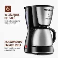 Cafeteira Elétrica Dolce Arome 15XIC C-34JI-15X 127v Inox/Preto - Mondial