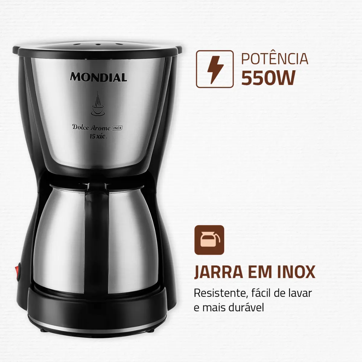 Cafeteira Elétrica Dolce Arome 15XIC C-34JI-15X 127v Inox/Preto - Mondial