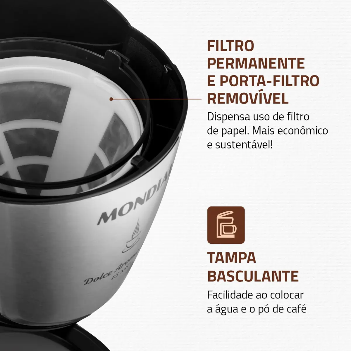 Cafeteira Elétrica Dolce Arome 15XIC C-34JI-15X 127v Inox/Preto - Mondial
