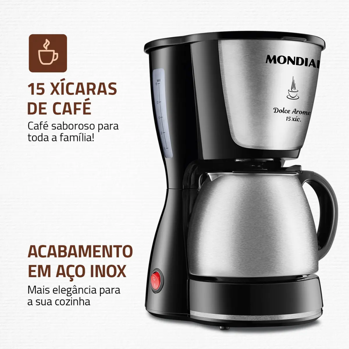 Cafeteira Elétrica Dolce Arome 15XIC C-34JI-15X 127v Inox/Preto - Mondial