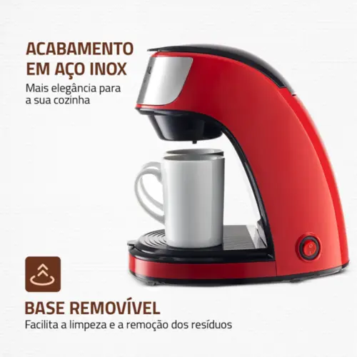 Cafeteira com 02 Xícaras Smart Coffee Filtro Permanente C-42-2X-RI 127v Vermelho - Mondial