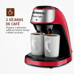 Cafeteira com 02 Xícaras Smart Coffee Filtro Permanente C-42-2X-RI 127v Vermelho - Mondial